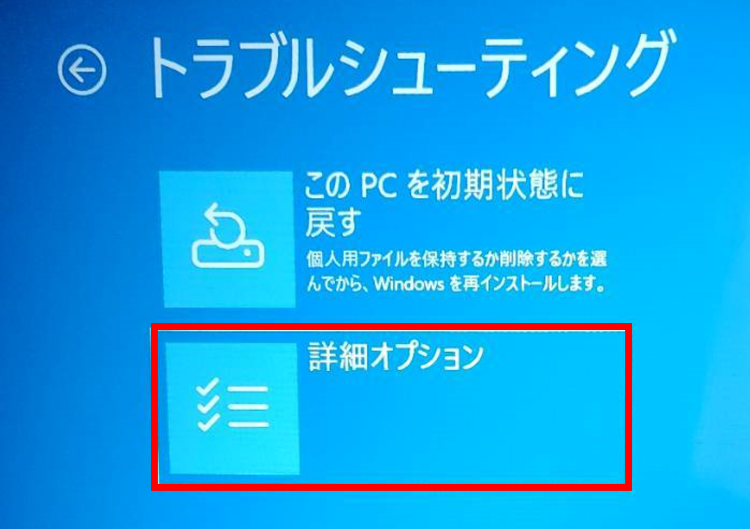 [詳細オプション]を選択