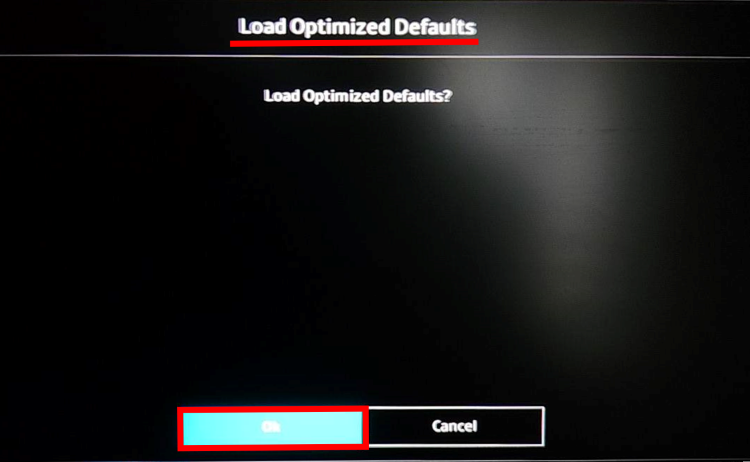 [Load Optimized Defaults]の画面で[OK]を選択