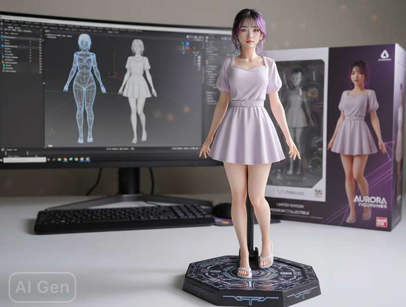 3Dフィギュア化フィルター効果例 - 陶器のような質感のデジタルアート
