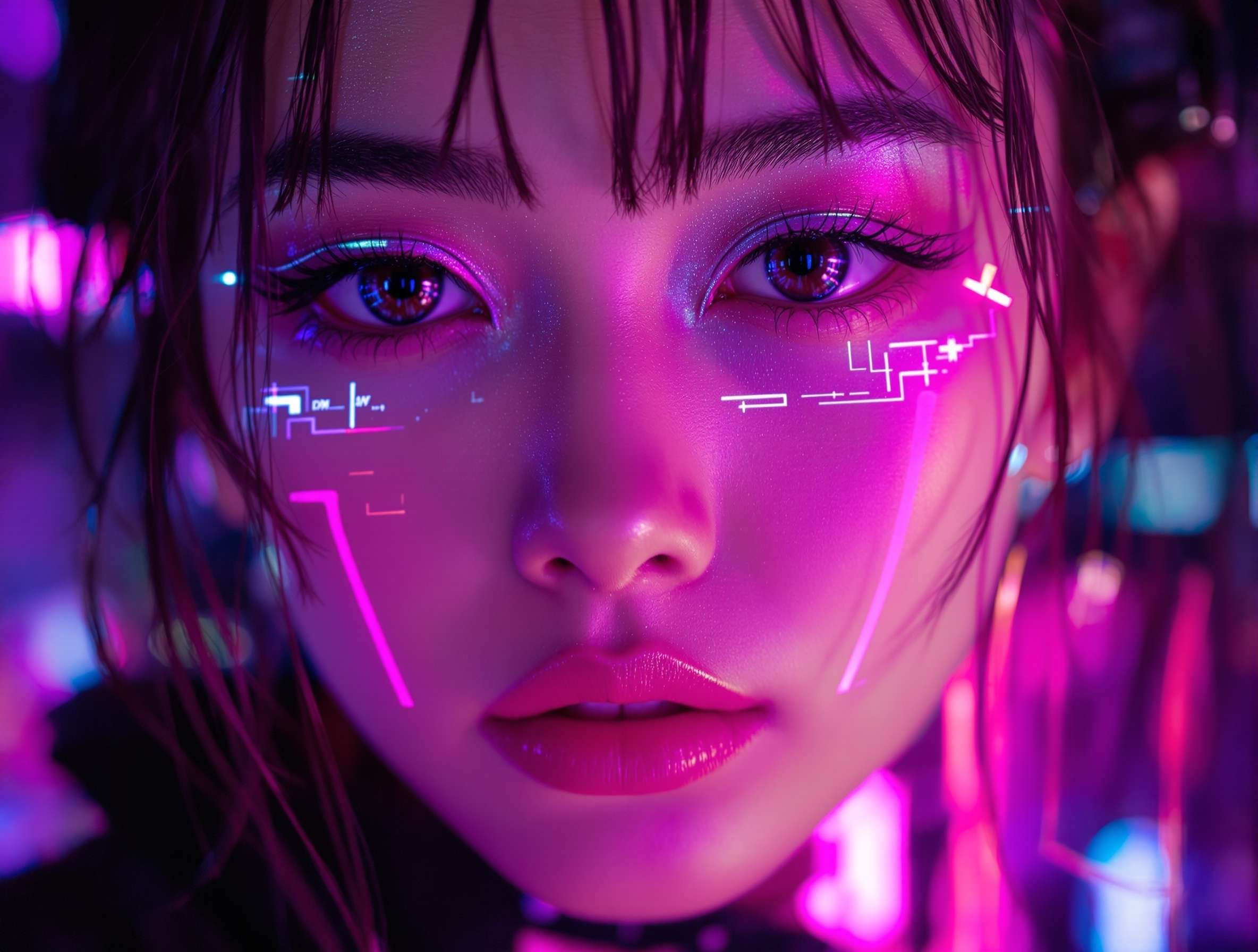 Y2Kゴシックフィルター効果例 - ネオンカラーとサイバーパンク要素