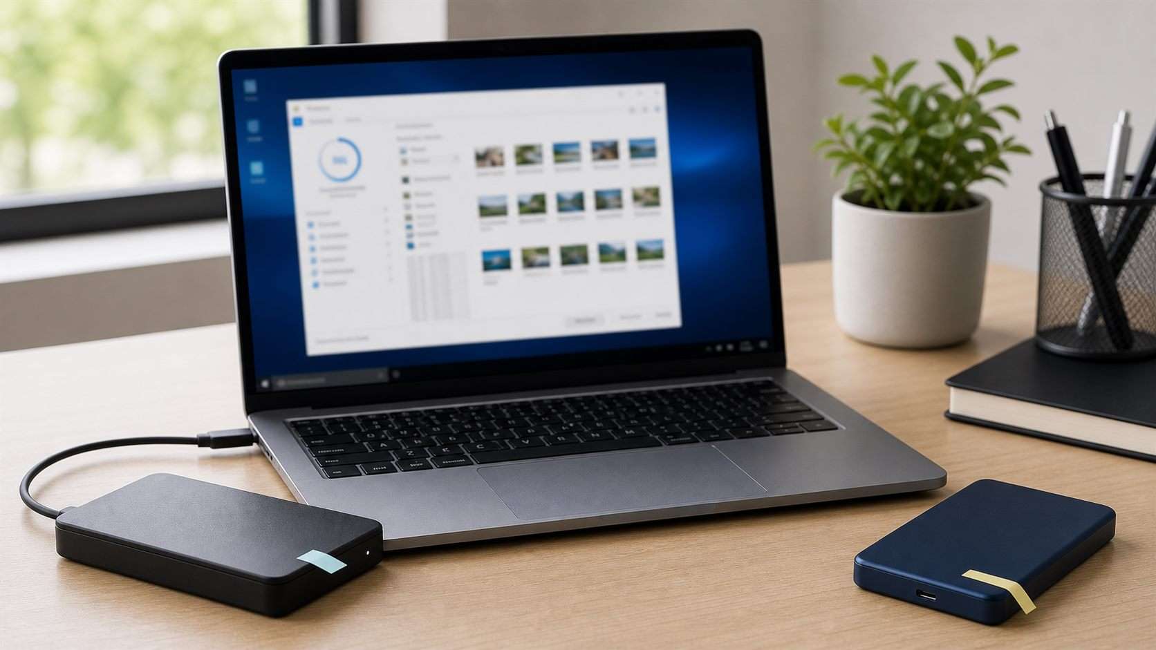 外付けSSDの起動準備中に消えたデータを別の保存先へ復元するイメージ