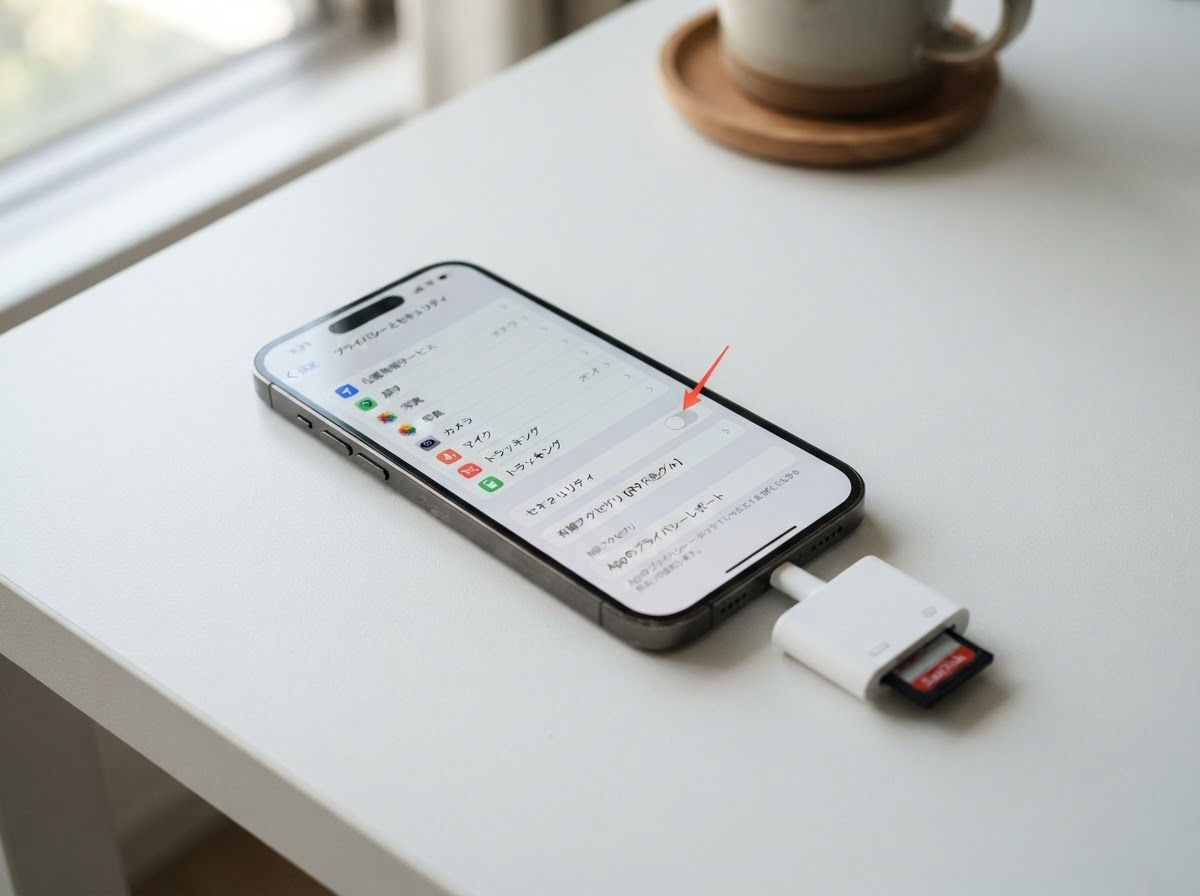 iPhoneの有線アクセサリ設定を確認する画面