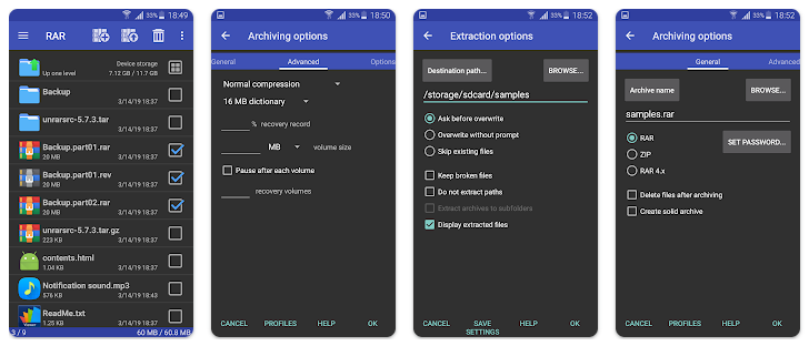 RARLAB公式のAndroid向けRARアプリ