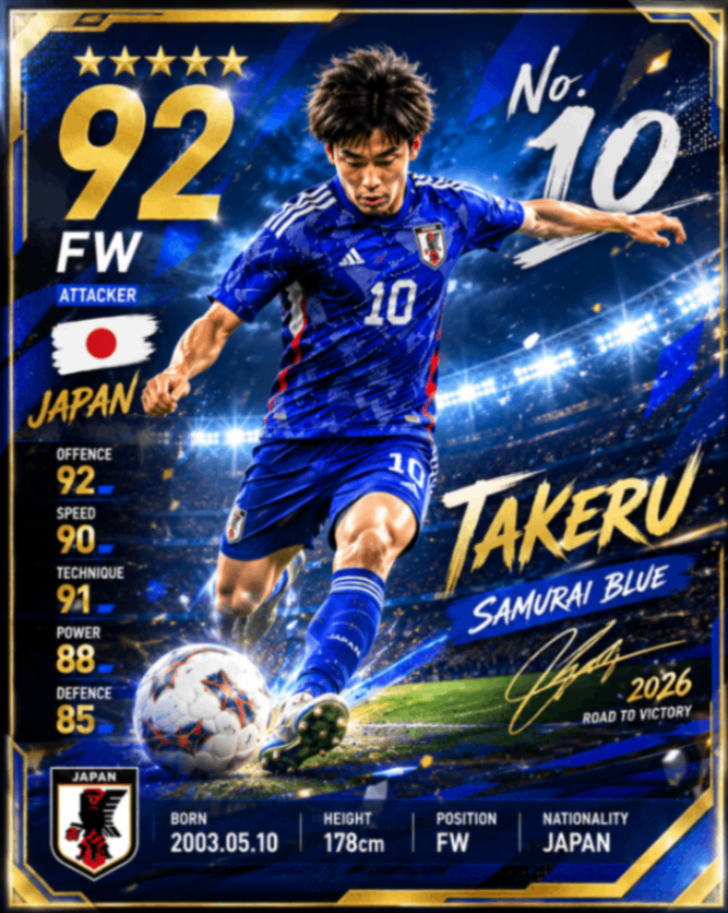 完成したサッカー選手カード