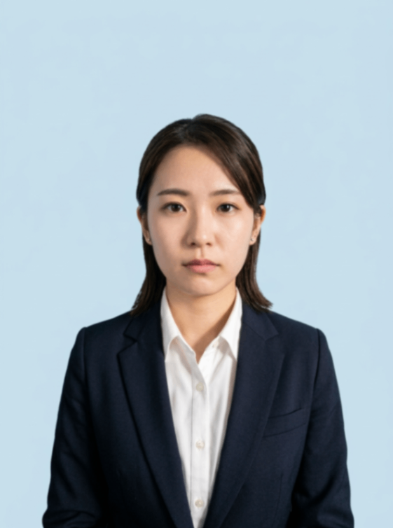 影を消した証明写真（After）